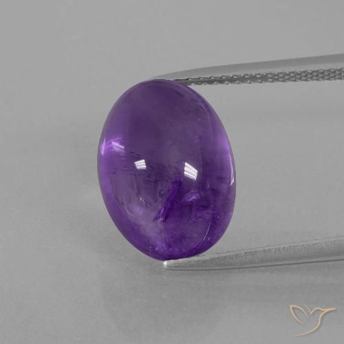 7.58ct 天然 中紫 紫水晶, 椭圆形, 透明