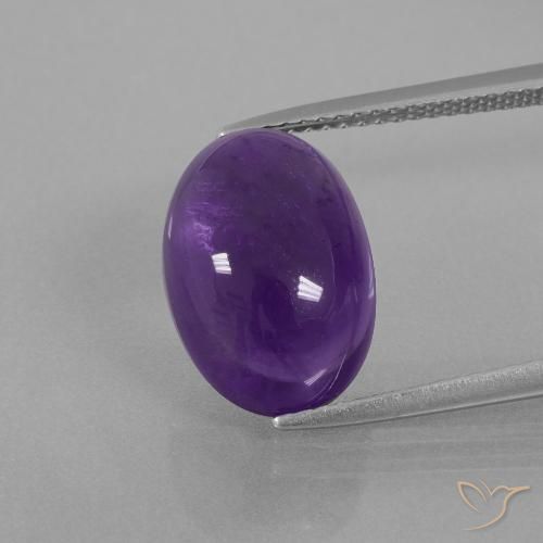 6.84ct 天然 中紫 紫水晶, 椭圆形, 透明