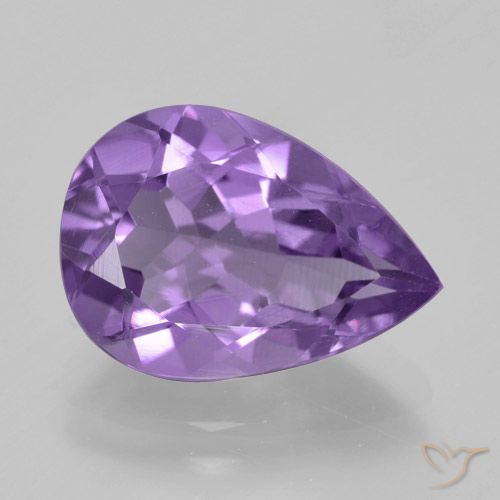 4.44ct 天然 中紫 紫水晶, 梨形, VVS