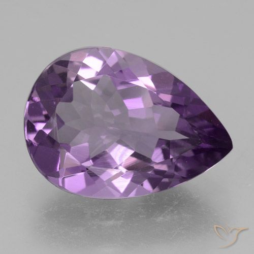 4.09ct 天然 中紫 紫水晶, 梨形, VVS