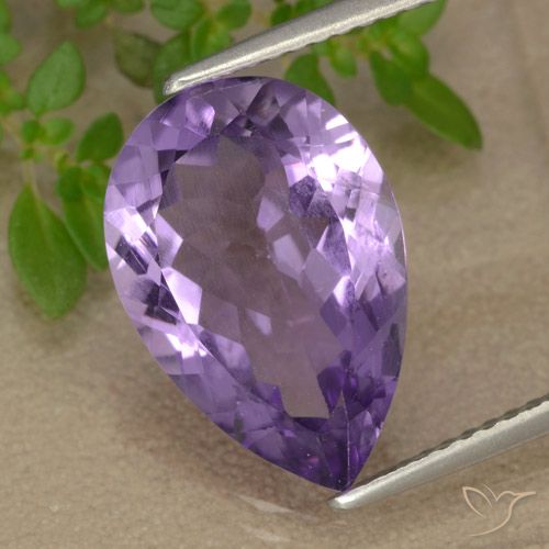 5.04ct 天然 中浅紫紫色 紫水晶, 梨形, VS