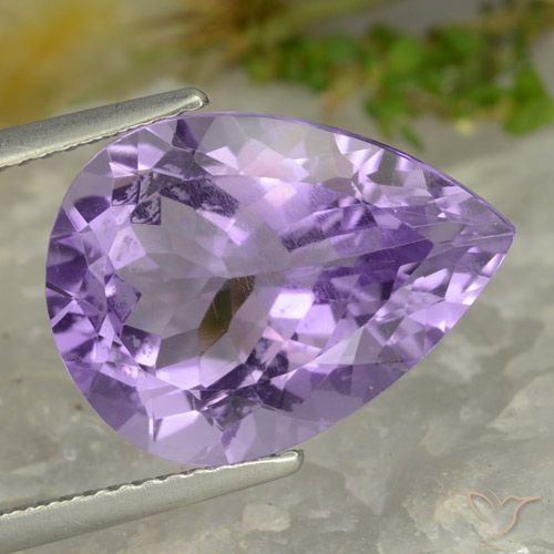 7.68ct 天然 浅紫罗兰色 紫水晶, 梨形, VVS-VS