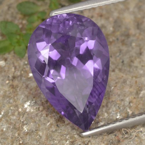 5.37克拉天然紫水晶，梨形，VS