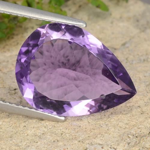 5.73ct 天然 粉紫罗兰色 紫水晶, 梨形, VVS-VS