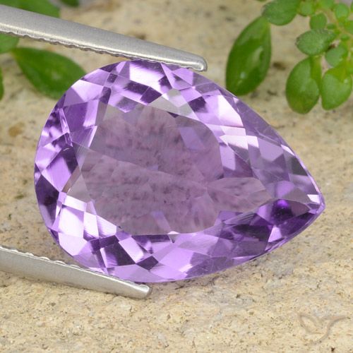6.43克拉天然紫水晶，梨形，VVS-VS