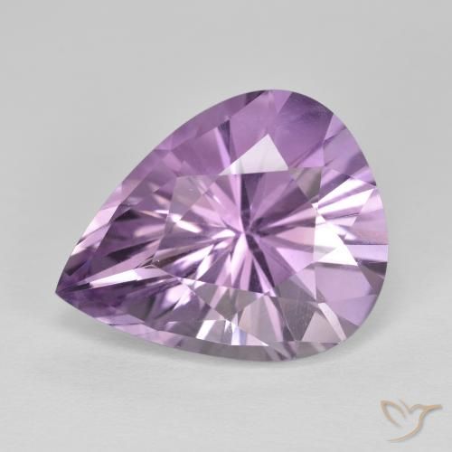 7.77ct 天然 浅灰紫色 紫水晶, 梨形, VVS
