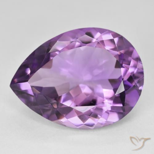 17.98ct 天然 轻中紫 紫水晶, 梨形, VVS