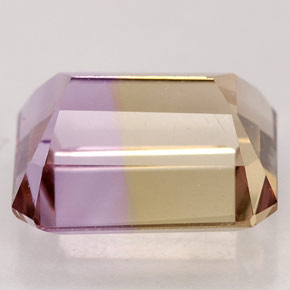 3.34克拉天然双色紫黄晶，祖母绿式切割，10×8毫米，VVS-VS