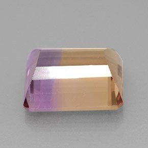 6.34克拉天然双色紫黄晶，祖母绿式切割，12.3×10.3毫米，IF
