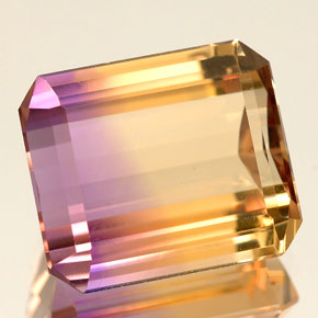 5.88克拉天然双色紫黄晶，祖母绿式切割，12×10.2毫米，IF