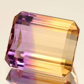 5.88克拉天然双色紫黄晶，祖母绿式切割，12×10.2毫米，IF