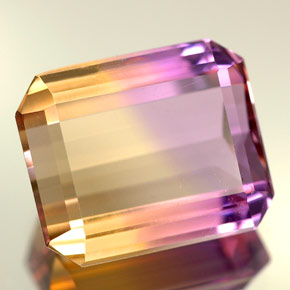 5.57克拉天然双色紫黄晶，祖母绿式切割，12×10毫米，VVS-VS