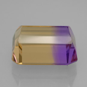 6.70克拉天然双色紫黄晶，祖母绿式切割，12.4×10.4毫米，VS