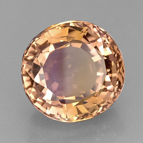 15.84克拉天然双色紫黄晶，椭圆形切割，15.5×14.8毫米，IF