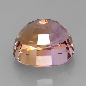 15.84克拉天然双色紫黄晶，椭圆形切割，15.5×14.8毫米，IF