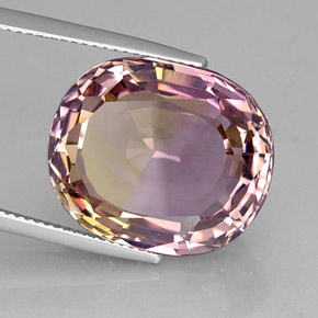 21.12克拉天然双色紫黄晶，椭圆形切割，19×16毫米，VVS