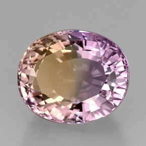 22.52克拉天然双色紫黄晶，椭圆形切割，18.1×15.2毫米，IF