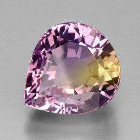 15.44克拉天然双色紫黄晶，梨形，15.9×14.3毫米，IF