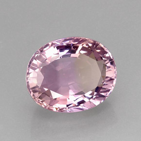 18.22克拉天然双色紫黄晶，椭圆形切割，17.8×14.5毫米，IF