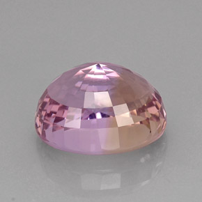 18.22克拉天然双色紫黄晶，椭圆形切割，17.8×14.5毫米，IF