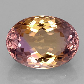 21.11克拉天然双色紫黄晶，椭圆形切割，20.7×15.1毫米，IF