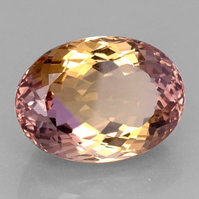 21.11克拉天然双色紫黄晶，椭圆形切割，20.7×15.1毫米，IF