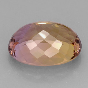 21.11克拉天然双色紫黄晶，椭圆形切割，20.7×15.1毫米，IF