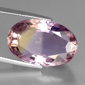 19.14克拉天然双色紫黄晶，椭圆形切割，21.9×14.2毫米，VVS