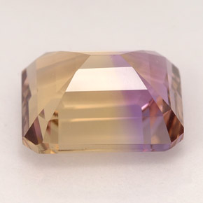5.29克拉天然双色紫黄晶，祖母绿式切割，11.4×9.4毫米，VVS
