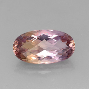 12.86克拉天然双色紫黄晶，椭圆形切割，20.9×11.5毫米，IF