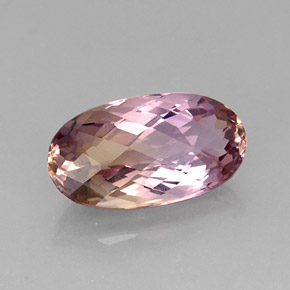 12.86克拉天然双色紫黄晶，椭圆形切割，20.9×11.5毫米，IF