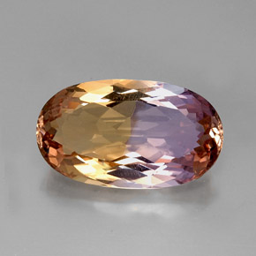 20.51克拉天然双色紫黄晶，椭圆形切割，24.6×14.4毫米，IF