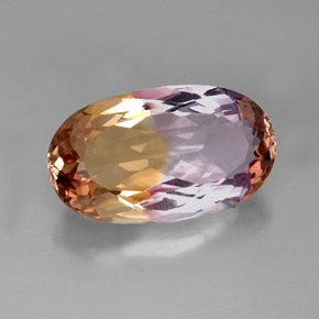 20.51克拉天然双色紫黄晶，椭圆形切割，24.6×14.4毫米，IF