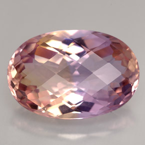 14.26克拉天然双色紫黄晶，椭圆形切割，20.1×13.6毫米，IF