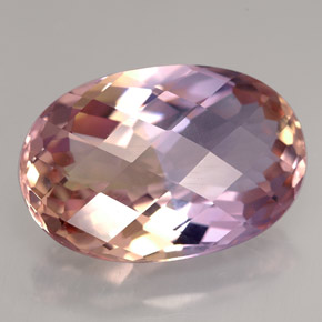 14.26克拉天然双色紫黄晶，椭圆形切割，20.1×13.6毫米，IF