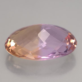 14.26克拉天然双色紫黄晶，椭圆形切割，20.1×13.6毫米，IF