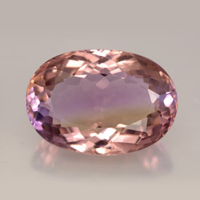 12.47克拉天然双色紫黄晶，椭圆形切割，18.3×12.8毫米，VVS-VS