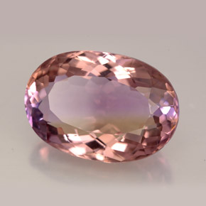 12.47克拉天然双色紫黄晶，椭圆形切割，18.3×12.8毫米，VVS-VS