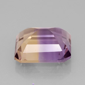 6.02克拉天然双色紫黄晶，祖母绿式切割，12×11毫米，VVS