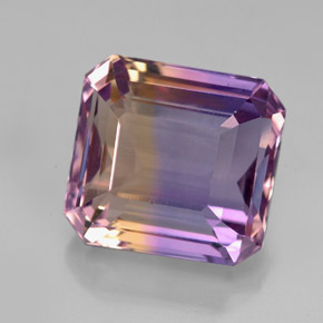 7.00克拉天然双色紫黄晶，祖母绿式切割，11.6×10.7毫米，VVS