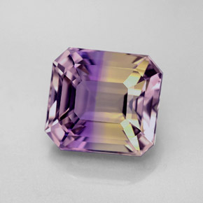 6.01克拉天然双色紫黄晶，祖母绿式切割，11×10.2毫米，VVS