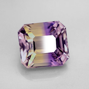 6.01克拉天然双色紫黄晶，祖母绿式切割，11×10.2毫米，VVS