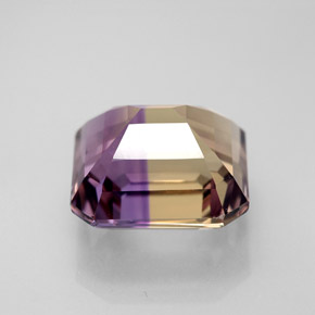 6.01克拉天然双色紫黄晶，祖母绿式切割，11×10.2毫米，VVS