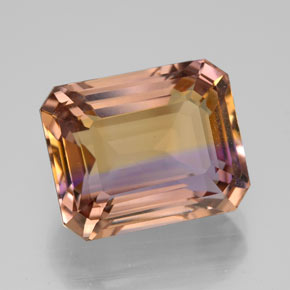8.03克拉天然双色紫黄晶，祖母绿式切割，12.7×10.3毫米，VVS