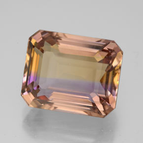 8.03克拉天然双色紫黄晶，祖母绿式切割，12.7×10.3毫米，VVS