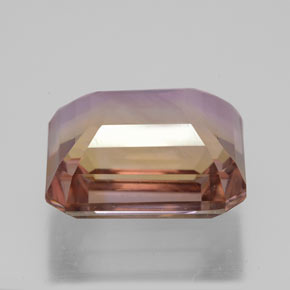 8.03克拉天然双色紫黄晶，祖母绿式切割，12.7×10.3毫米，VVS