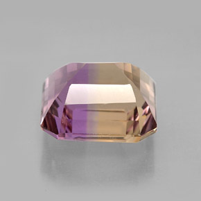 6.33克拉天然双色紫黄晶，祖母绿式切割，11.2×10.5毫米，VVS