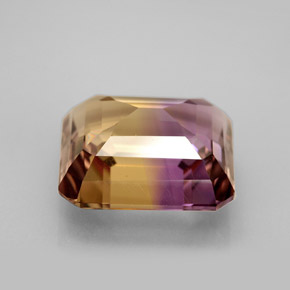 6.21克拉天然双色紫黄晶，祖母绿式切割，11.8×10.5毫米，VVS-VS