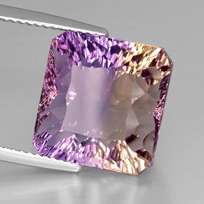 10.91克拉天然双色紫黄晶，祖母绿式切割，13.5×13毫米，VVS-VS