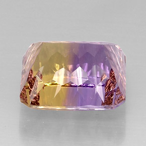 14.51克拉天然双色紫黄晶，祖母绿式切割，15×14.1毫米，VVS-VS